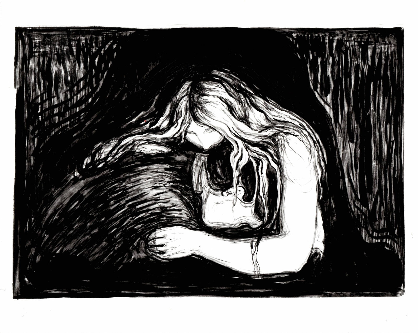 1991 Photography - Vampire Edvard Munch Painting: 1991 Photography - Vampire Edvard Munch Painting. Photo Approx Size: 8 x 10 inches. Provenance: New York-Based Photography Collector & Curator -Collection of Rare Photographs. This is an original item