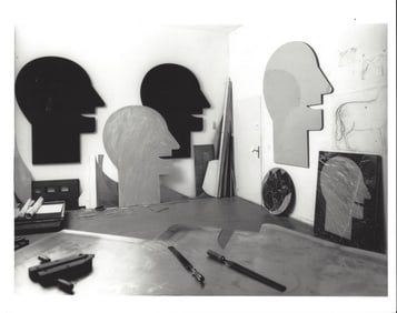 1989 Photo Studio Picture With Sketches "Kopfe" By Georg Ettl German Art