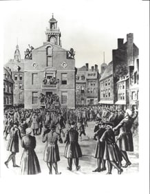 1976 Photo Drawing of Declaration of Independence at Boston States House. Vintage Photo