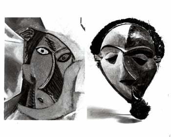 Pablo Picasso Photography of 1984 Les Demoiselles d'Avignon by ;Mbuya Mask of Zaire