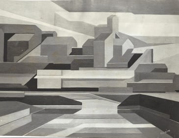 1956 Photo Industrial Tone Poem Painting Mabel Rubin Glad Hand Sausalito