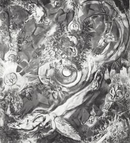 1966 Photo Marc Chagall mural at the foyer of Metropolitan Opera House, NYC