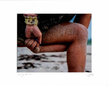 Yoga Reach The Sunrise Beach Scene Matted Photo Signed