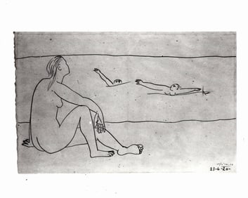 1981 Photography "The Bathers" Pencil by Pablo Picasso