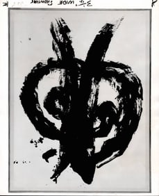 1965 Photo Union Abstract Japanese Painting By Okabe So
