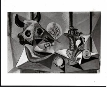 1986 Press Pablo Picasso painting, Bulls Skull, Fruit P