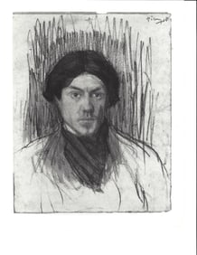 Pablo Picasso Self Portrait Photo 1902 Art Collection. Labeled on the Verso