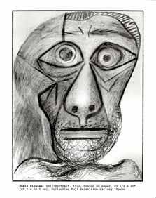 1990 Photo -Self Portrait- Crayon-Paper Pablo Picasso