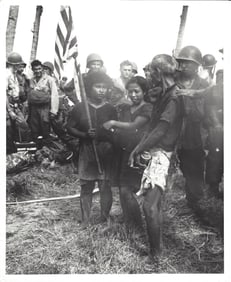 WWII Photo US Army South West Pacific Area Natives Hold