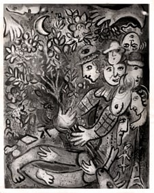 1967 Photography "Harlequin's Family" of The Color Lithograph by Marc Chagall.