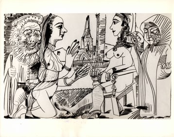 1969 Photography of Pablo Picasso Pencil Drawing.