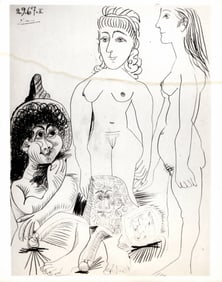 1969 Photography of Pablo Picasso Pencil Drawing.