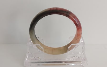 Old Natural Jade Red Blood Carved Bangle Bracelet.