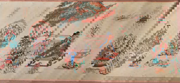 Chinese Religious Tibetan Buddhist Scroll Three Heads 6