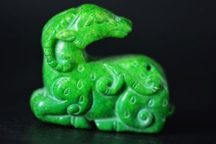 Antique Natural Green Hand Carved Sheep