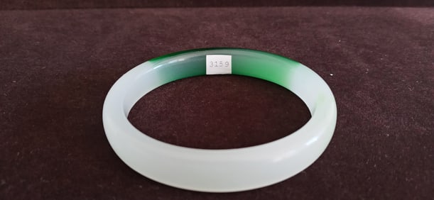 White & Green Jadeite Bangle Bracelet Imperial Green