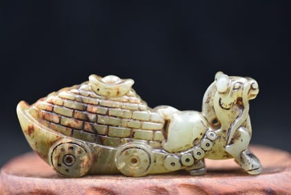 Antique Jade Hand-Carved Horse Statue