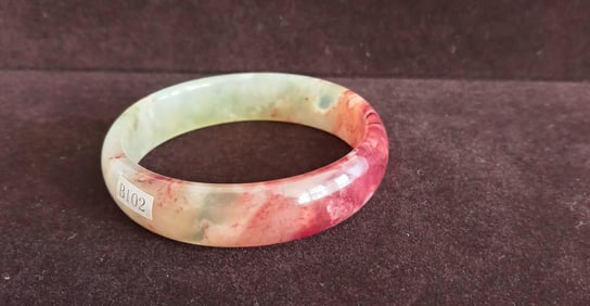 Old Natural Jade Red Blood Carved Bangle Bracelet.