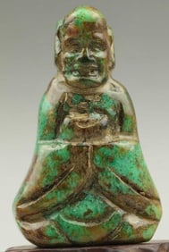 Old Chinese Carved Natural Jade Pendant Buddha Figure