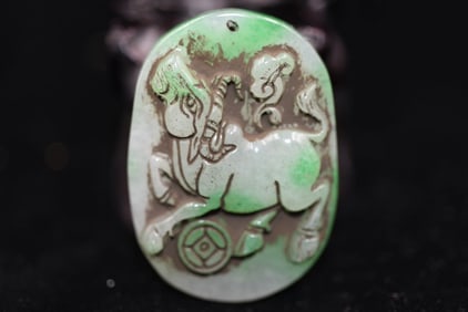 Antique Chinese Hand Carved Jadeite jade pendant