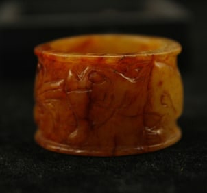 Antique Chinese Natural Jade Carved Thumb Ring