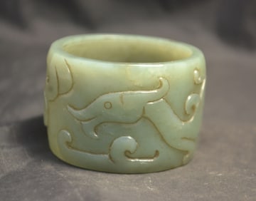 Antique Carved Chinese Sinking Jade Powerful Swaying