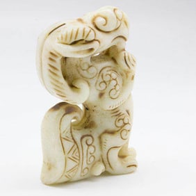 Antique Carved Chinese Jade Sheep Statue