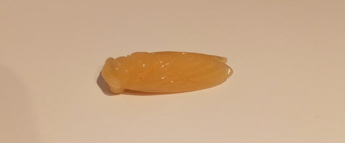 Light Amber Natural Carved Jade Cicada Pendant