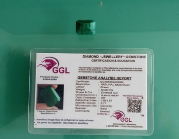 Certified Green Handcrafted Certified Emerald Gemstone.