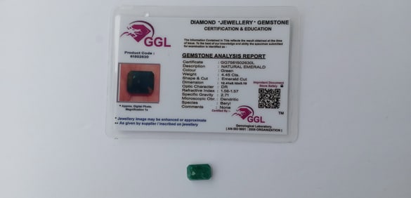Certified Green Handcrafted Certified Emerald Gemstone.