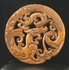 Old Jade Hand-Carved Gragon Necklace Pendant