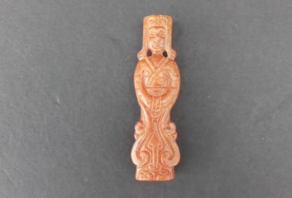 Ancient People Court Officials Statue Carved Natural Ja