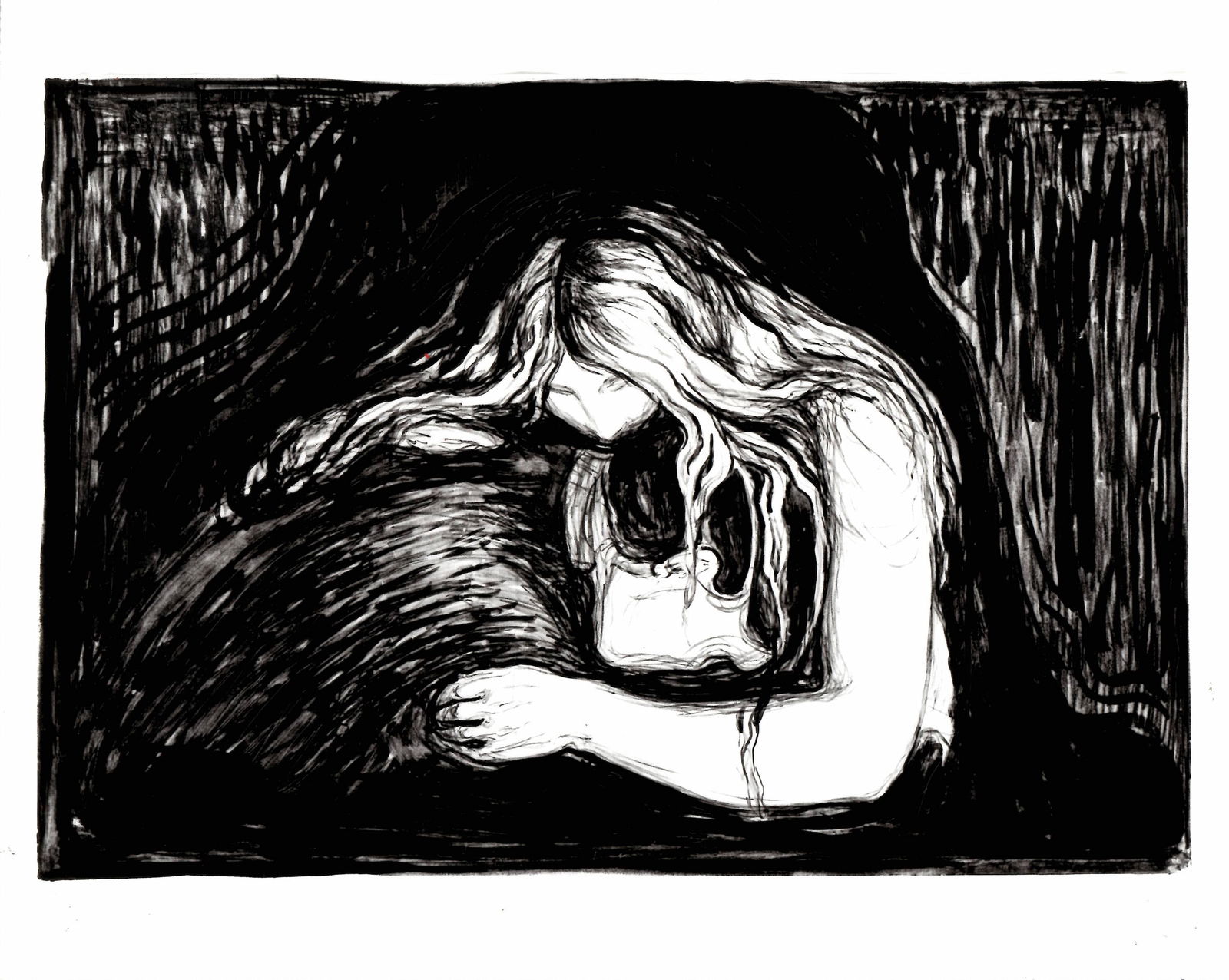 1991 Photography - Vampire Edvard Munch Painting: 1991 Photography - Vampire Edvard Munch Painting. Photo Approx Size: 8 x 10 inches. Provenance: New York-Based Photography Collector & Curator -Collection of Rare Photographs. This is an original item