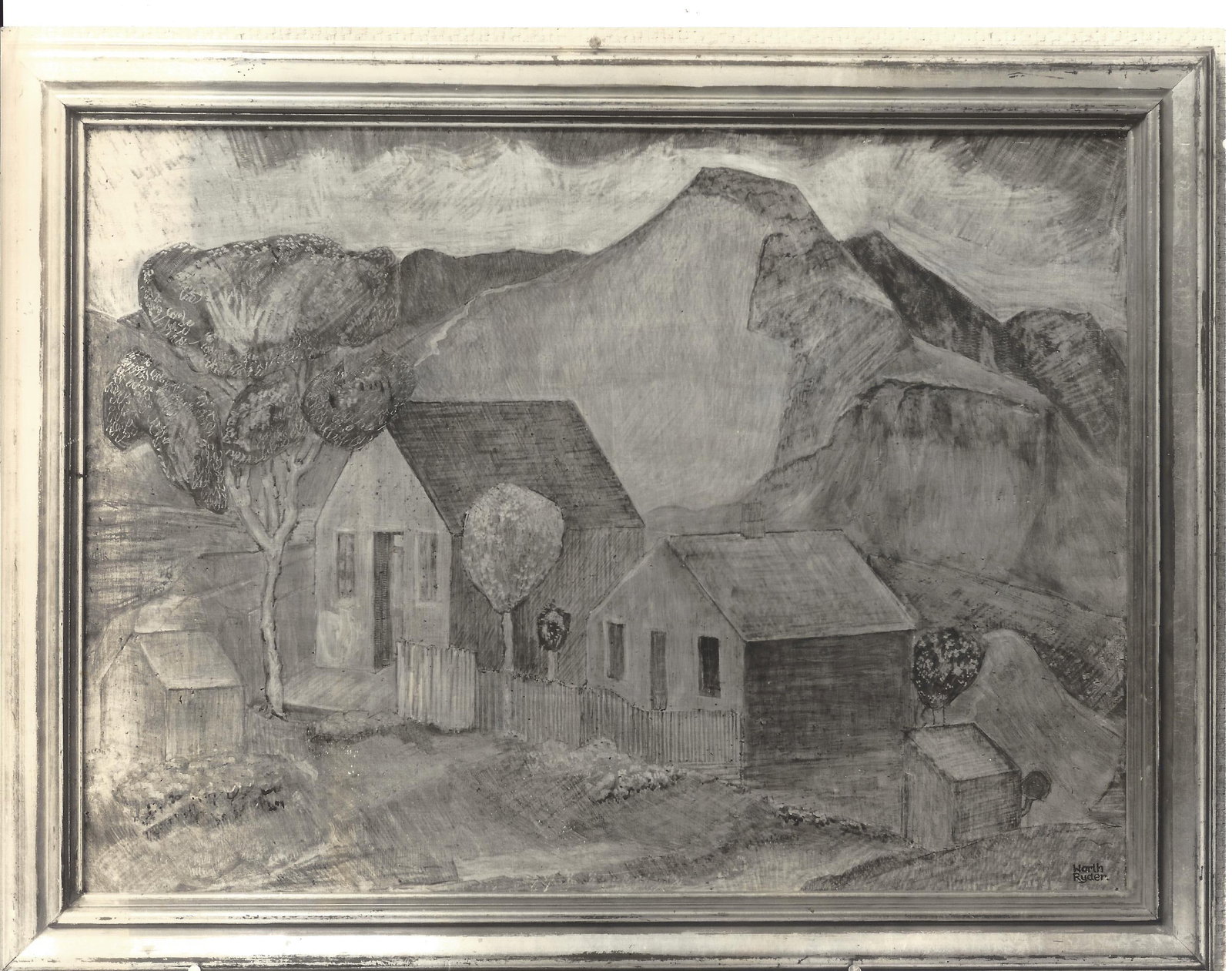1935 Photo Virginia City Painting By Worth Ryder San Fr: 1935 Photo Virginia City Painting By Worth Ryder San Francisco Art Exhibit.. Photo size: 10 x 8 inches. Provenance: New York-Based Photography Collector & Curator -Collection of Rare Photographs. Note
