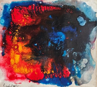 Vintage Abstract Painting on Canvas Signed  Frankenthaler  Modern Art.