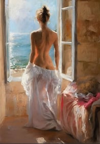 Modern Art Nude Woman Canvas Art Print.