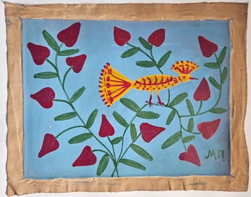 Vintage Abstract Painting Signed MP (Prymachenko), Modern Art