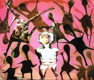 Rare Abstract Original Ink Painting on Photo Paper