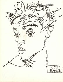 Egon Schiele Self Portrait 1913 Drawing on Paper Print