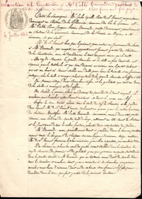 Antique Handwritten 1800s Notarized French Document Watermarket, French Republic Stamp