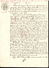 Antique Handwritten 1800s Notarized French Document Watermarket, French Republic Stamp