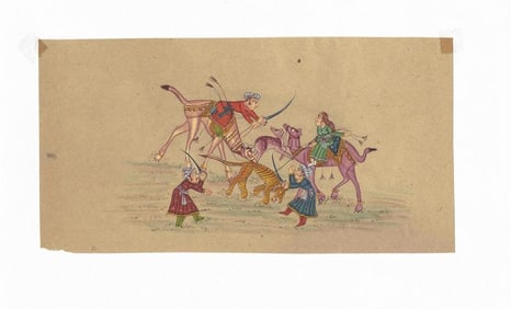 Persian Maharajah Hunting Illuminate Painting