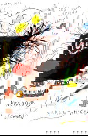 Jean-Michel Basquiat Expressionism Hand Painting Drawing on Cardboard