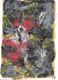 Original Abstract Modern Painting Signed on Back.Emboss
