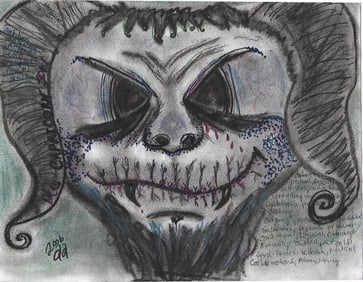 Rare Original Hand Drawing Signed & Writing on Paper