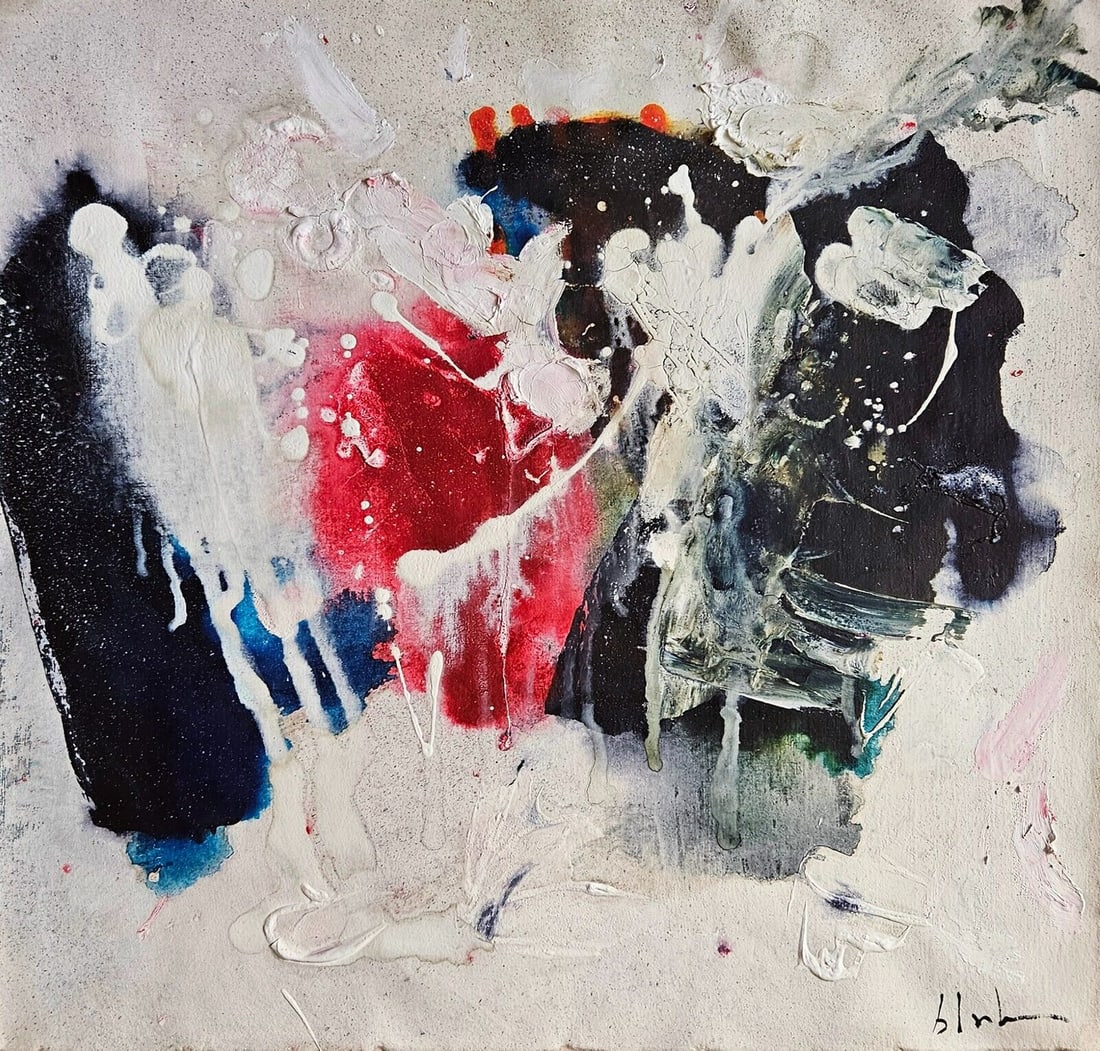Abstract Painting on Canvas Signed Bluhm: Abstract Painting on Canvas Signed Bluhm, Modern Art. Approx Canvas Measurements: 17 x 17 inches.SEE PHOTOS as part of the description. Good condition.It is being sold in the manner or style of the ar