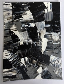 Original Black & White Abstract Texture Painting Signed