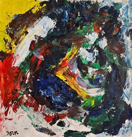Abstract Painting on Canvas Signed  Jorn Modern Art Painting