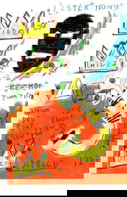 Jean-Michel Basquiat Expressionism Hand Painting Drawing on Cardboard