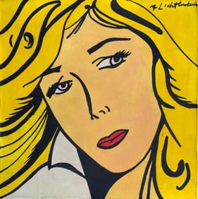 Abstract Painting on Canvas Signed R. Lichtenstein